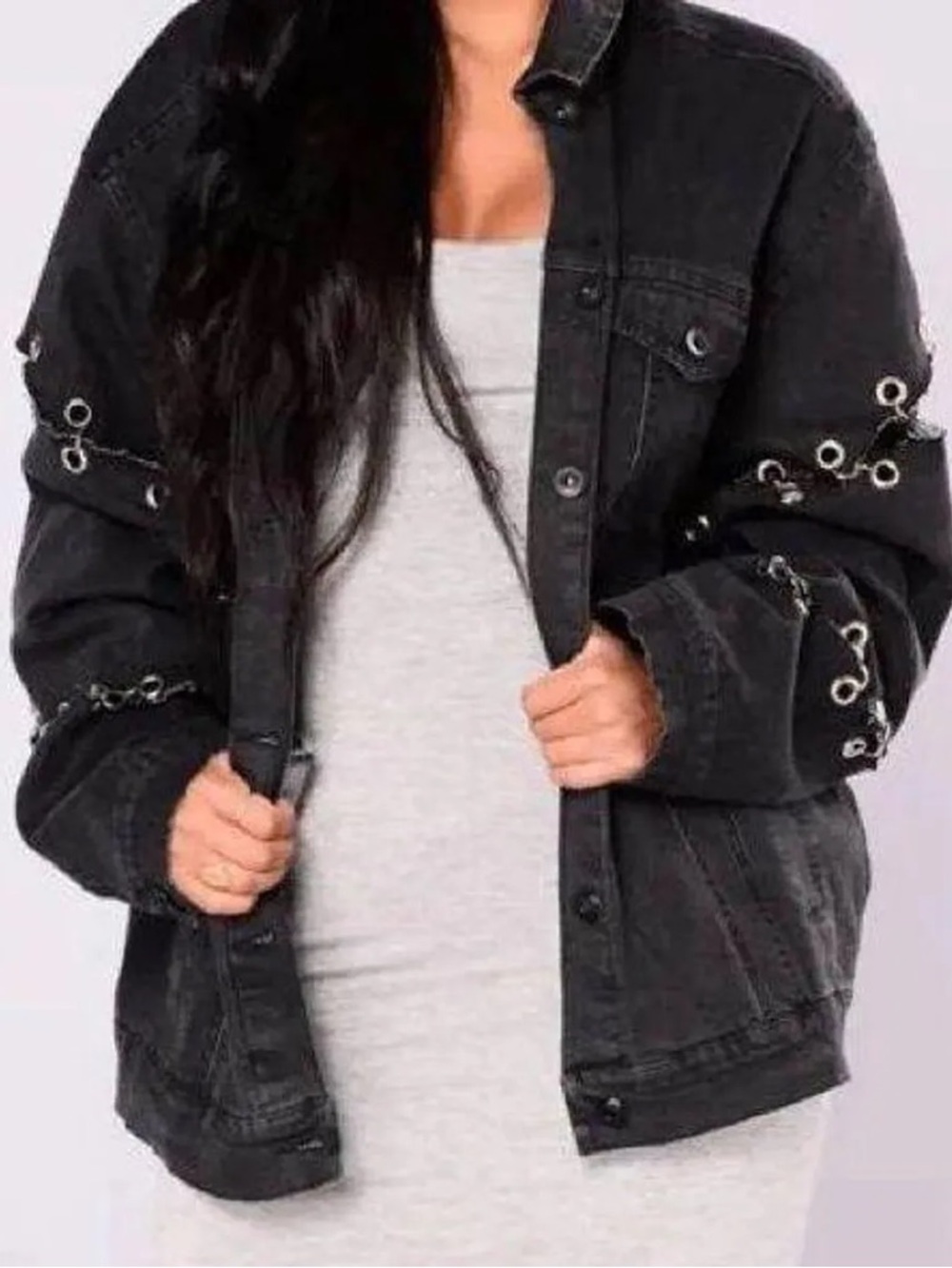 Black Grommet Denim Jacket